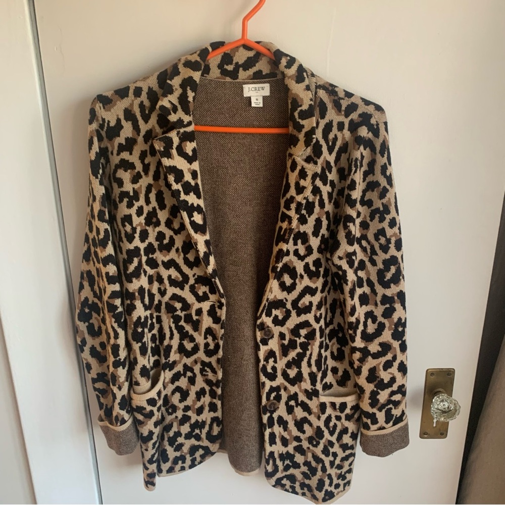 J.Crew sweater blazer in leopard